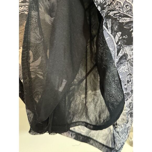 Coldwater Creek  2X Plus Semi Sheer Top Y2K Graphics Sequin Dark Floral - Picture 6 of 10